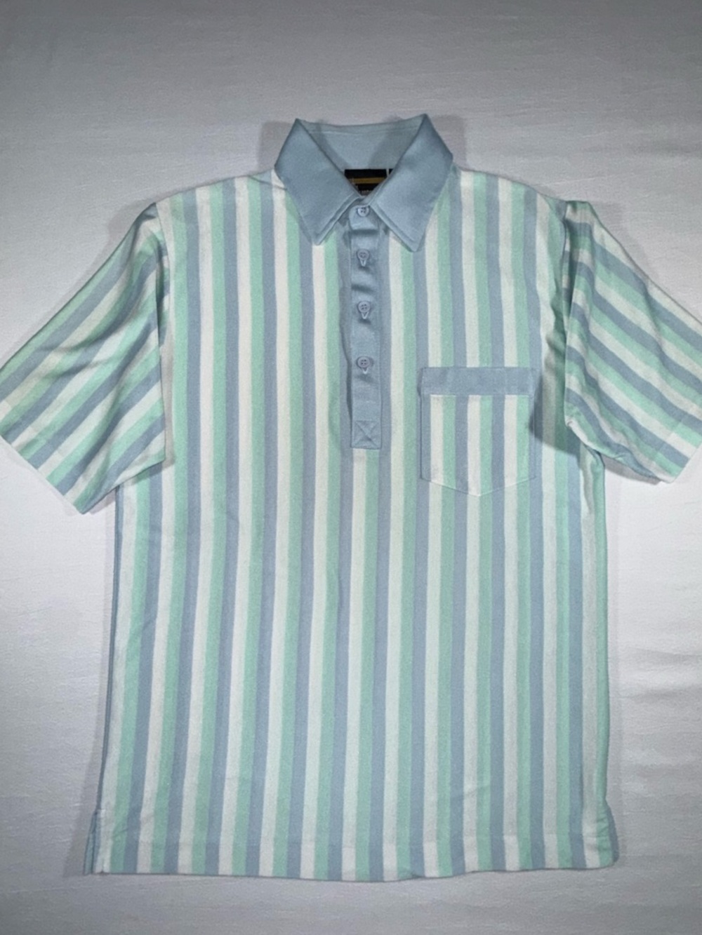 London Fog Men's Striped Polo - Light Blue & Mint